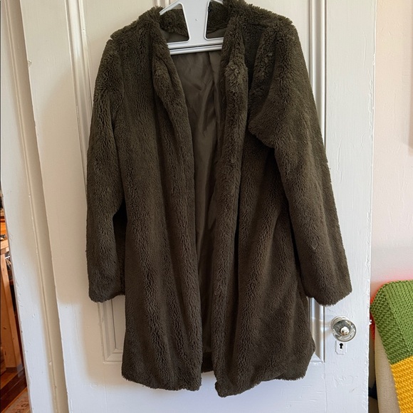 Paper Heart Jackets & Blazers - Paper Heart  Green Faux Fur Coat